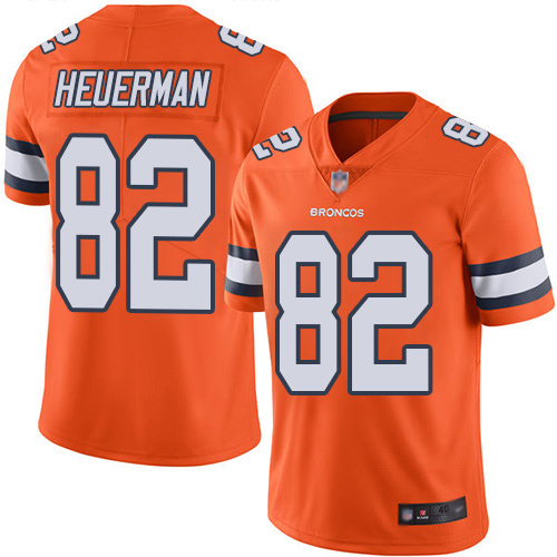 Men Denver Broncos #82 Jeff Heuerman Limited Orange Rush Vapor Untouchable Football NFL Jersey